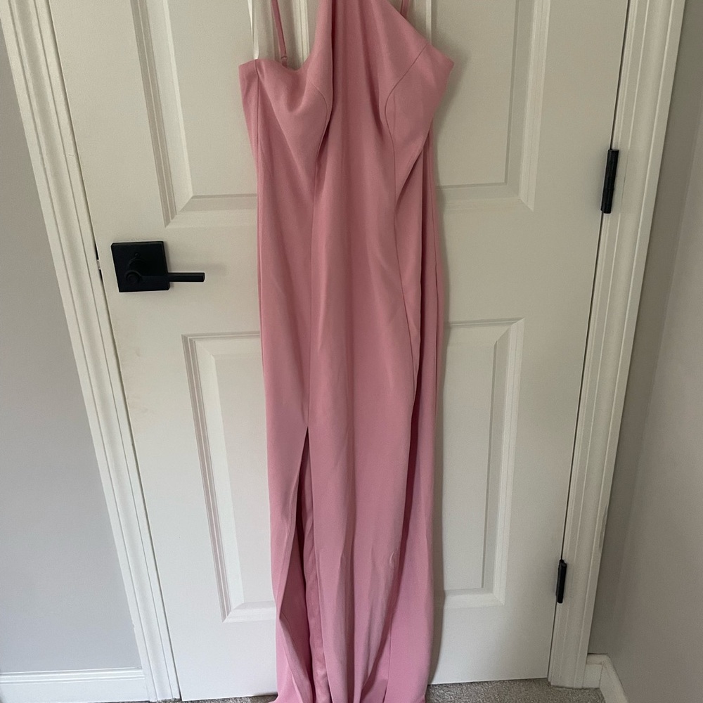 Lovers and friends halter pink gown with slit